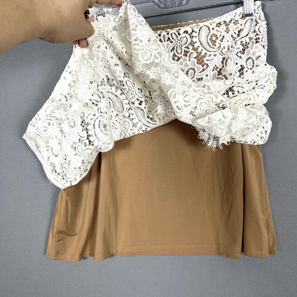 NWT For Love & Lemons Vika Floral Lace Mini Skirt Womens Size Large L White Sexy - Picture 7 of 16